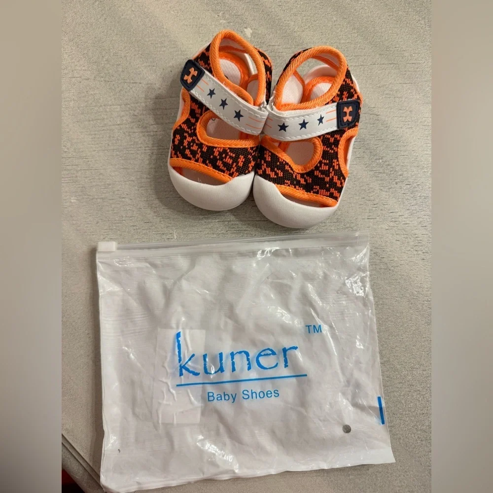 Baby Orange and Black Sandal Shoes